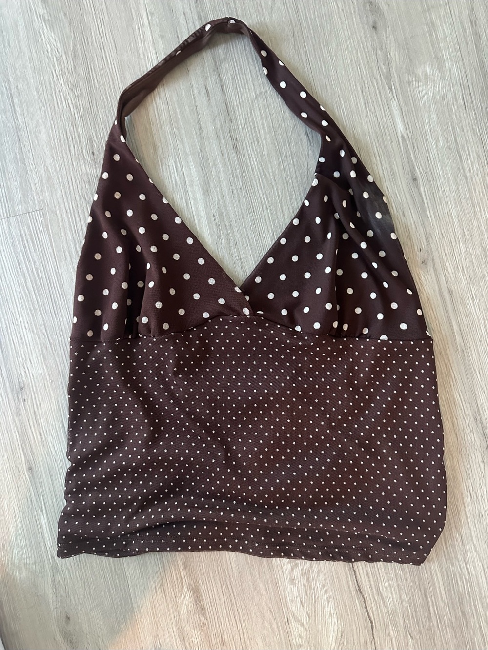 Polka Dot Brown Halter Tank Top